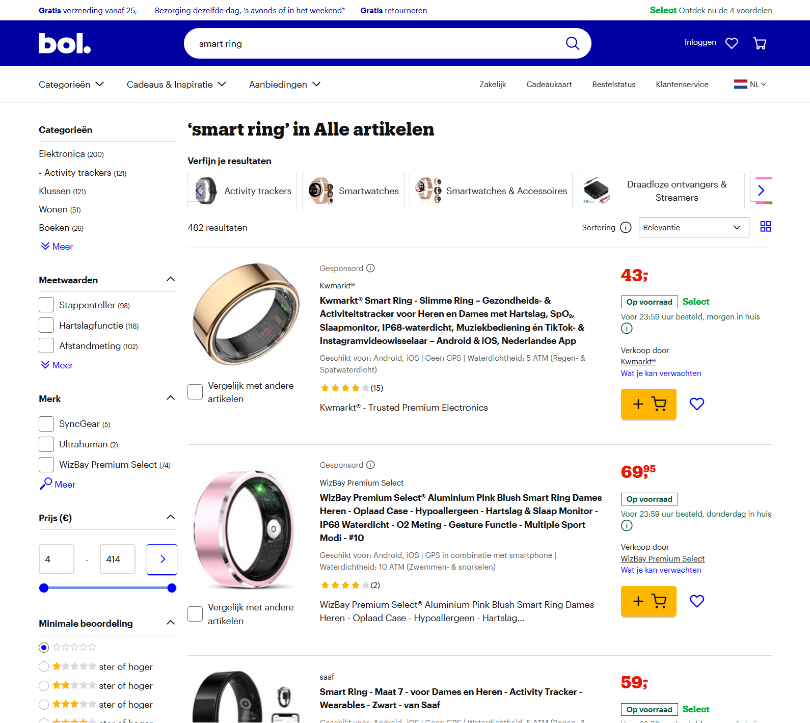 Bol.com smart ring zoekresultaten