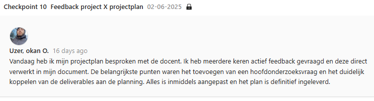 Feedback van coach Evelien