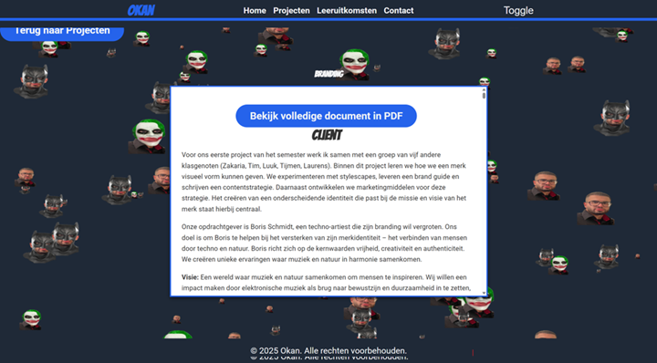 Project Detail Popup VOOR feedback